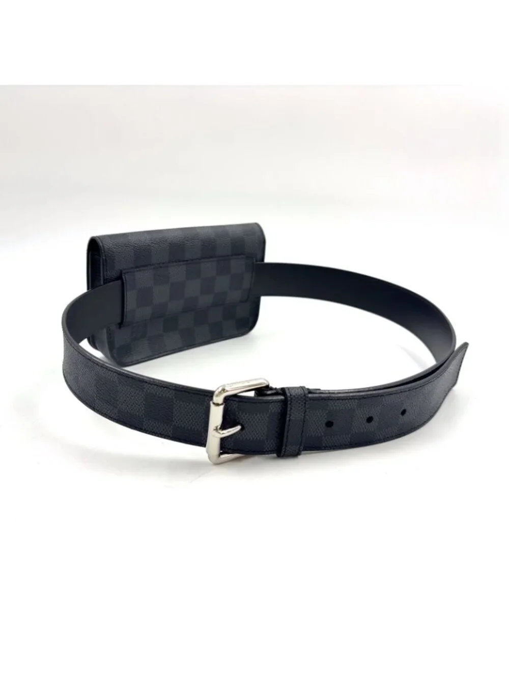 Louis Vuitton Ceinture Pochette Homme Damier Graphite Leather Black Belt